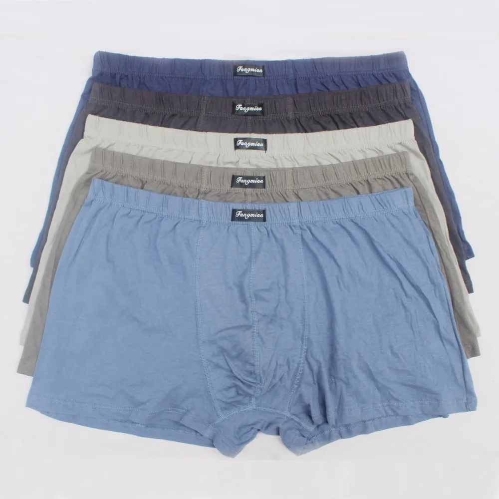 Трусы боксеры мужские большого размера 5 шт./лот хлопковое нижнее белье дышащие с