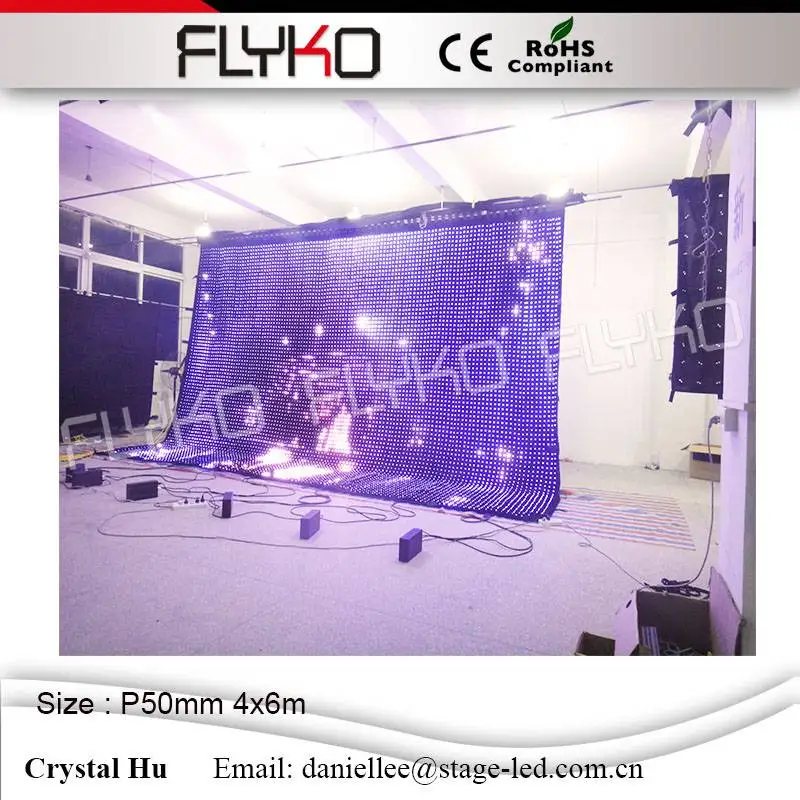 Flyko мобильный декорации диджея LED шар видео занавес в 2016 P50mm 4x6m | Освещение