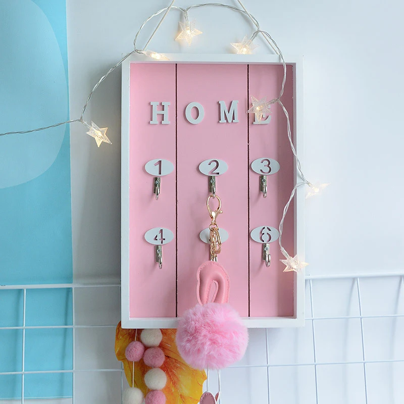 

INS Nordic Style Wooden Key Hooks Kit Coat Bags Clothes Hanging Hook Handmade Multi-purpose Cargo Storage Box Wall Decor Gifts
