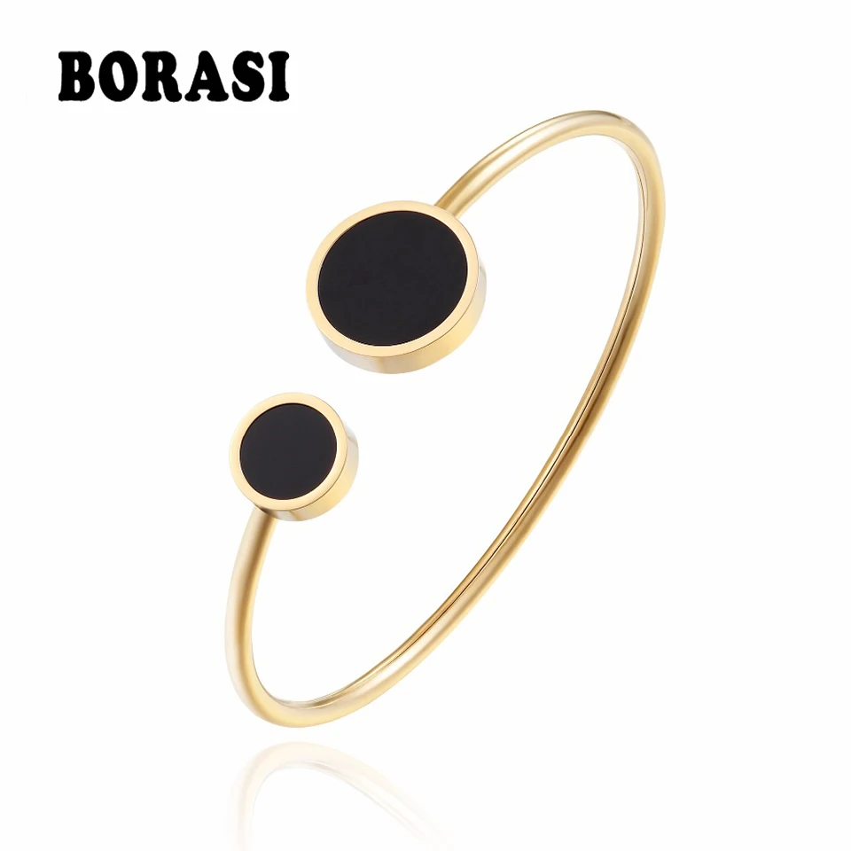 Женский классический браслет BORASI золотистый из нержавеющей стали вечерние