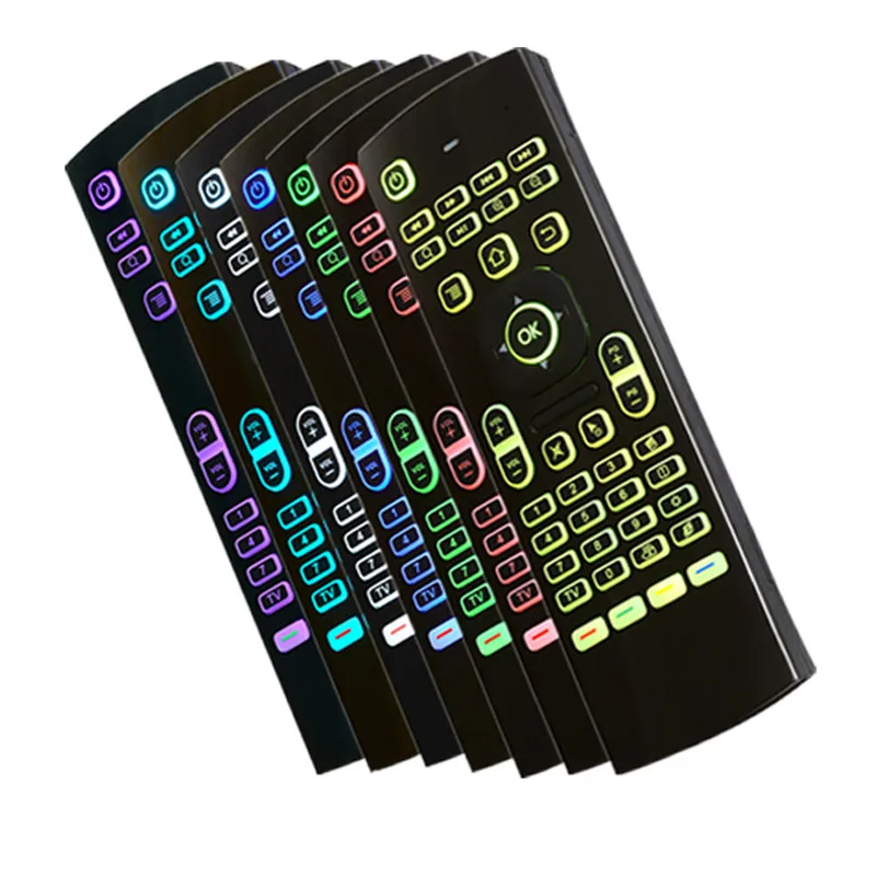 MX3 air fly mouse Мини клавиатура подсветка красочный 2 4 Ghz беспроводной пульт