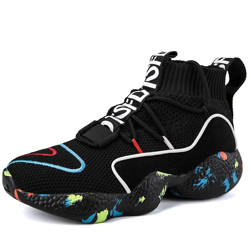 Мужские кроссовки унисекс с высоким берцем для бега Цвет черный белый взрослых