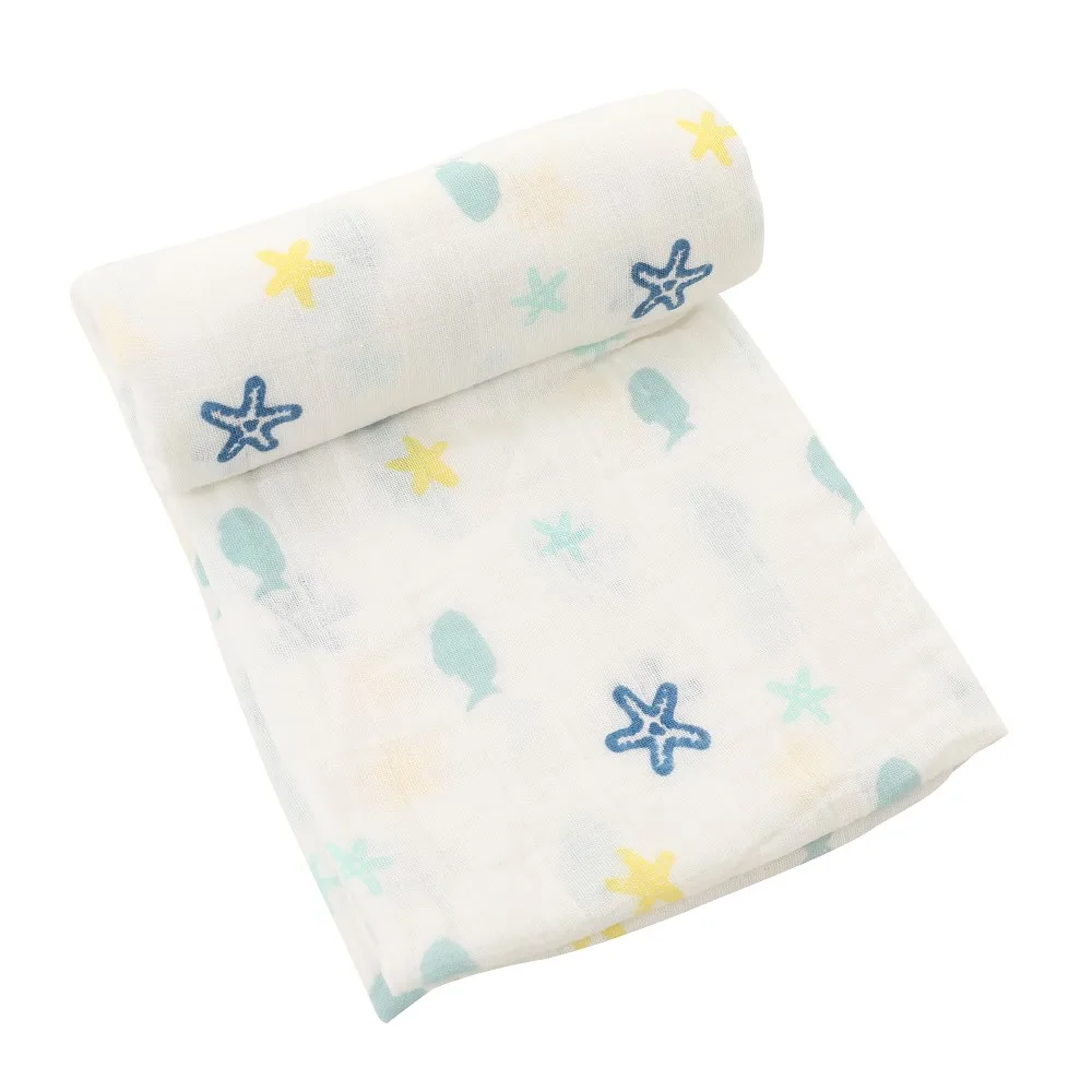 Muselina algodón bebé Swaddles suave recién nacido mantas de baño de gasa para bebé saco de dormir funda para cochecito - Цвет: SMA0005