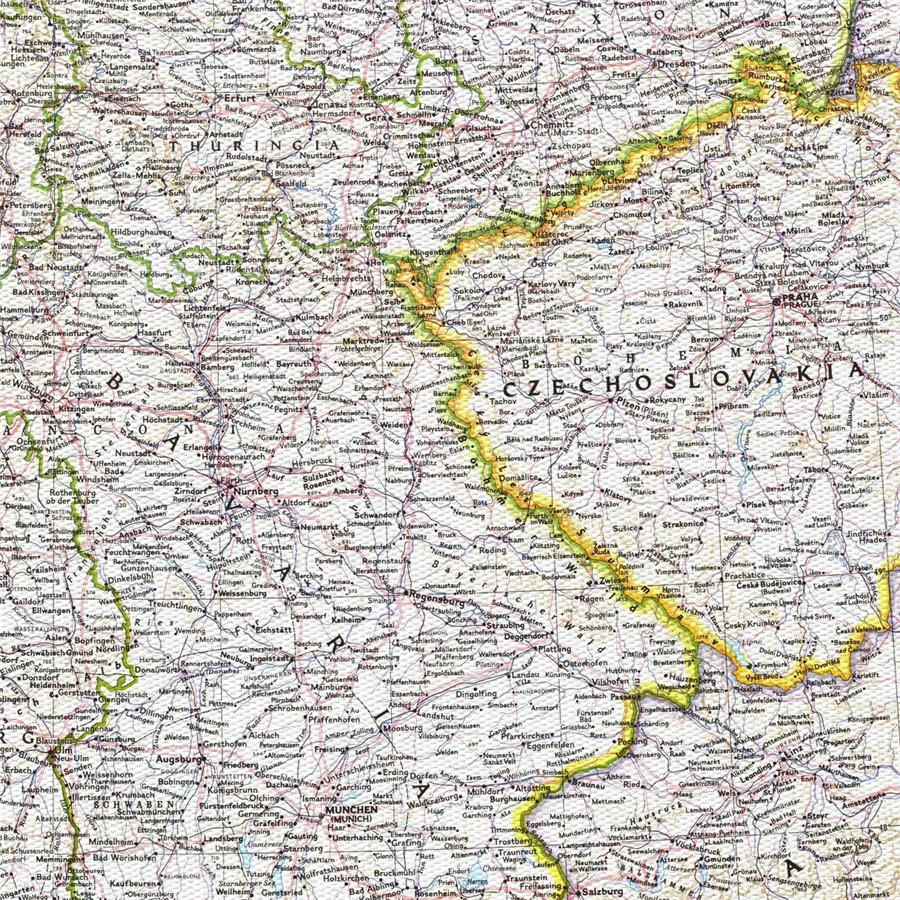National Geographic Германия карта 1991 Античная Печать холст картина ретро постер