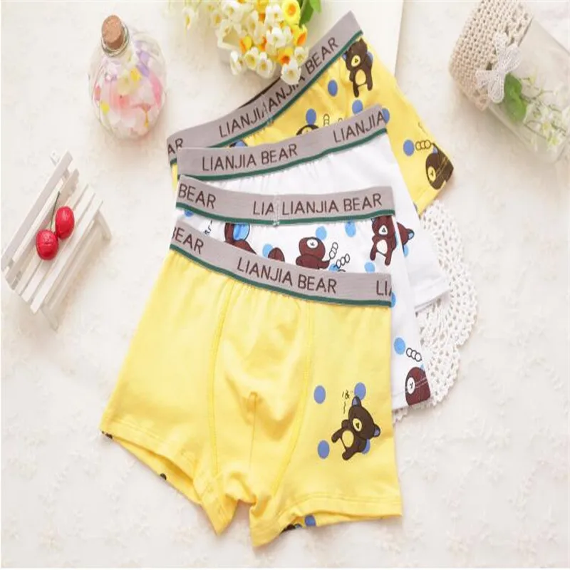 5 шт./лот трусы боксеры с милым медведем для мальчиков хлопковое нижнее белье