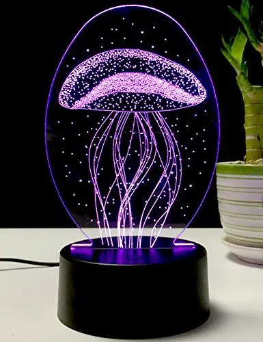 Светодио дный настольная лампа 3D Медузы рыбы ночник USB Сенсорный переключатель