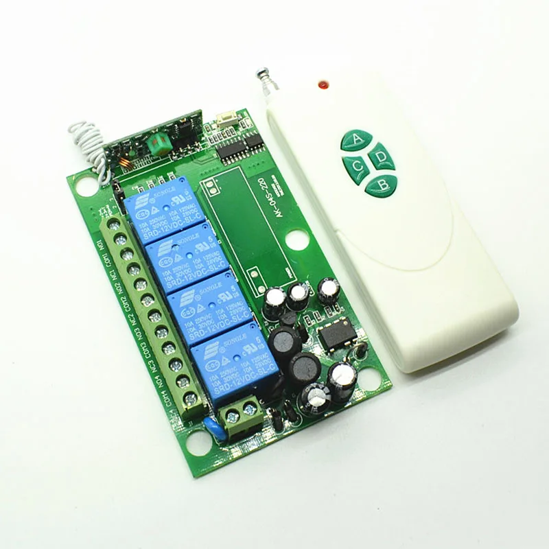 

1000 м длинный AC 85V ~ 250V 110V 220V 4CH W4CH RF беспроводной пульт дистанционного управления Обучающие переключатели кода 100-500M дистанционное управление