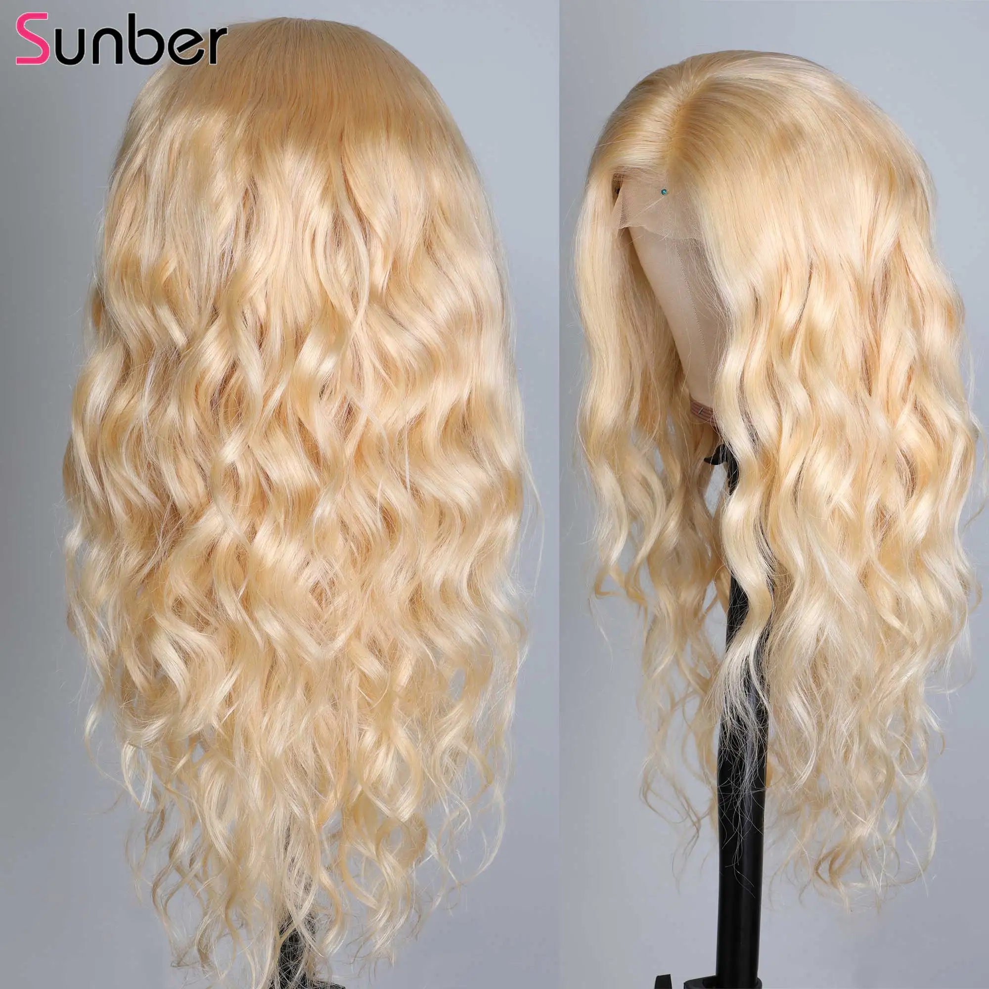 Sunber Hair, 613 блонд, объемная волна, парик на кружеве для женщин, remy hair 13x4/6, плотность 150%, бразильский предварительно выщипанный прозрачный парик на шнурке