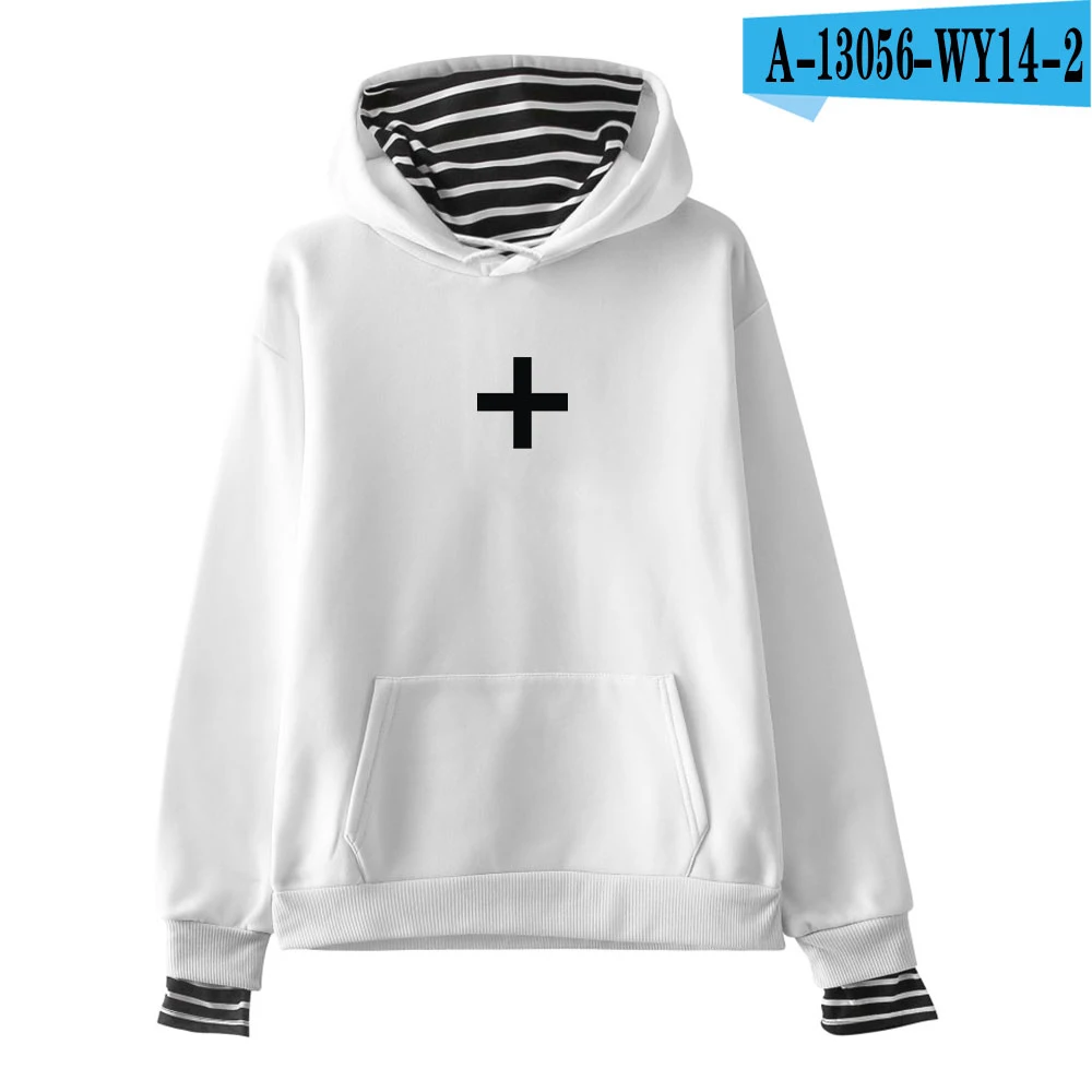 TXT together Fake Two Piece толстовки Осенние теплые толстовки с длинными рукавами толстовки женские/мужские 2XL - Цвет: white