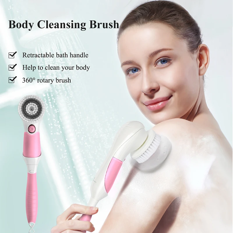 TOUCHBeauty 2 в 1 360 Вращающийся уход за кожей лица и Очищающая щетка для тела, две скорости Очиститель Машина душ сзади спин кисточки TB-14839P