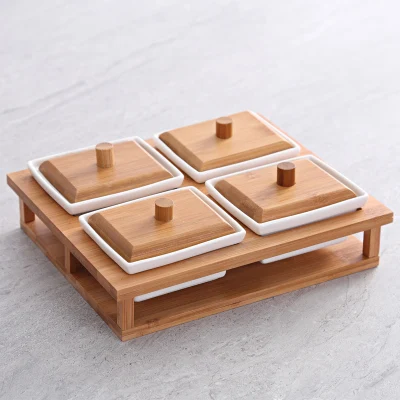 A 6 Grids/Spice Jars Creative Ceramic Nuts Boxes Living Room Tables Ceramic Sugar Jars Snacks Plates Household Food Storage Tanks - Цвет: A