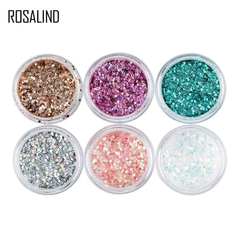 Rosalind разноцветные Блестки для ногтей Блеск 6 цветов набор блеск Dip Порошок