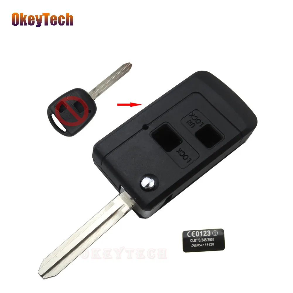 Модифицированный чехол для автомобильного ключа OkeyTech с 2 кнопками складной