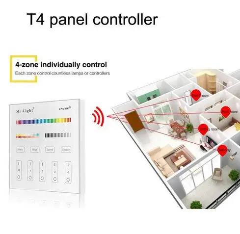 T4 panel controller Ми свет 4 W RGB CCT светодиодный Spotlight GU10 MR16 AC 110 V 220 V DC12V 2,4G РФ дистанционного Беспроводной Wi-Fi телефон приложение Управление Светодиодная лампа RGBW лампа - Испускаемый цвет: T4 panel controller
