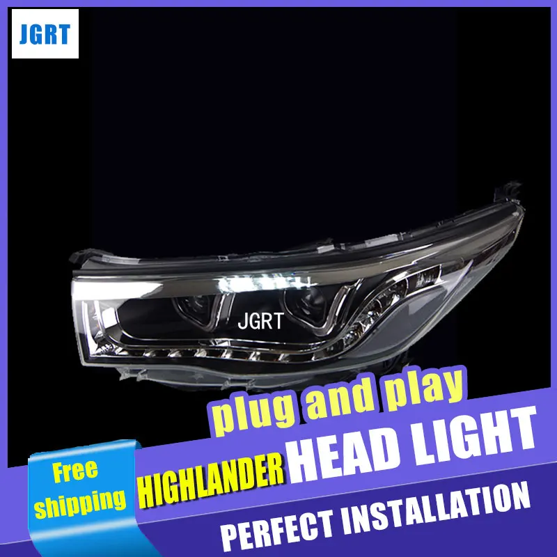 Автомобильный Стайлинг для Toyota фара Highlander в сборе- Highlander светодиодные фары поворотного сигнала drl H7 с hid комплектом 2 шт