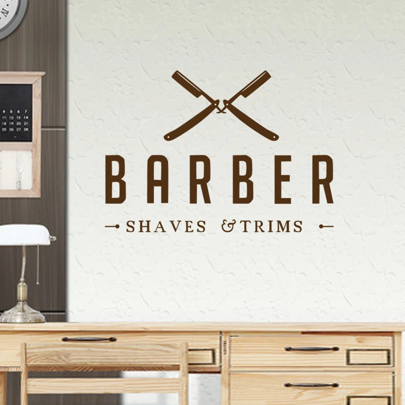 

Man Shavers Barber Shop Sticker Chop Bread Decal Haircut Posters Vinyl Wall Art Decals Decor Windows Decoration Mural