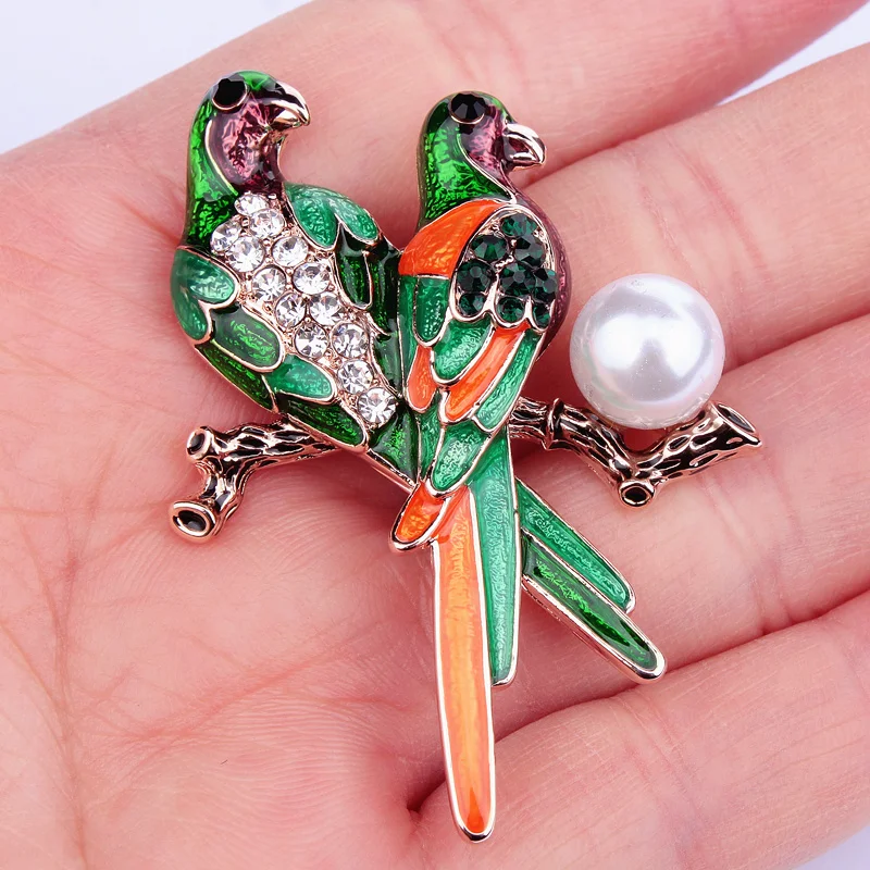 Красочная двойная брошь в виде птиц заколка милые животные Милый Попугай птицы