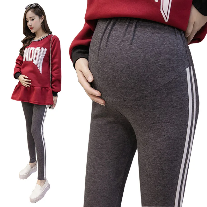 Весенние тонкие брюки для беременных Полосатые Леггинсы узкие весенняя одежда