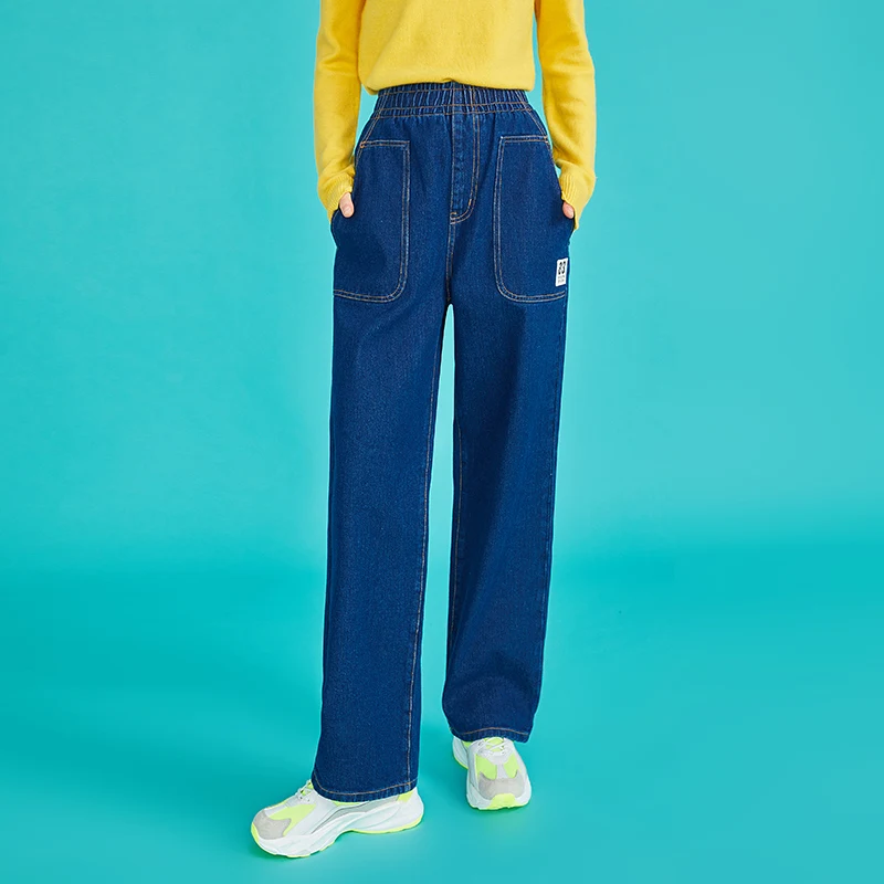 Toyouth Womens Plus Jeans Denim Wide Leg Boyfriend Loose Pants Elastic Women Casual Blue Ladies Autumn 2018 | Женская одежда