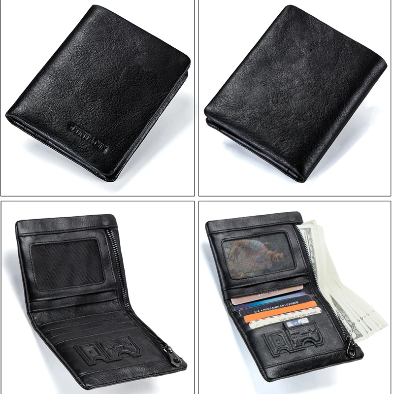 Кошелек держатель для карт Contact's мужские короткие кошельки из натуральной кожи