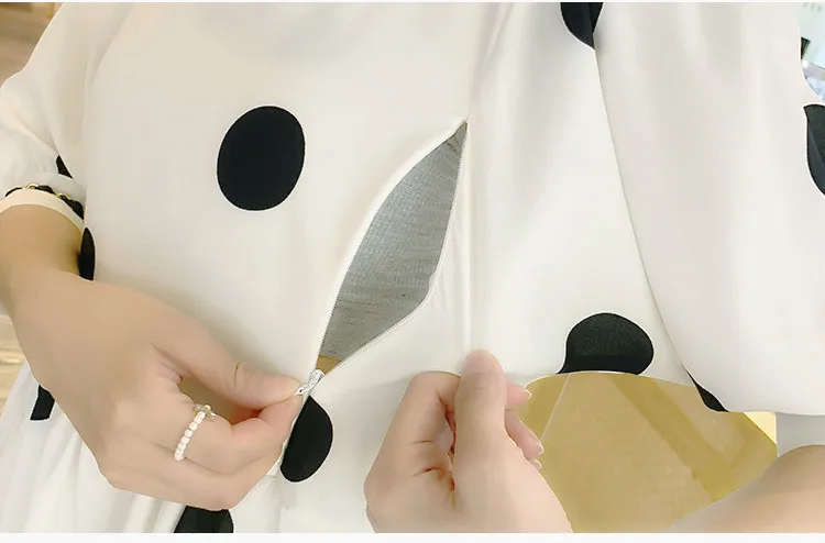 Летнее модное платье в горошек для беременных и кормящих грудью шифоновое | Мать