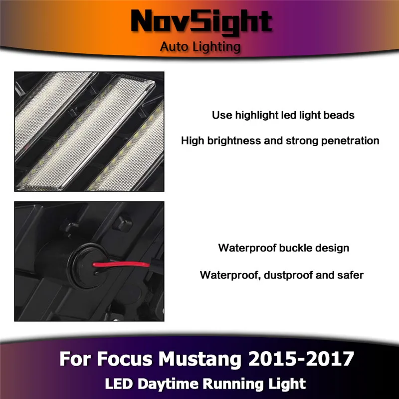 NOVSIGHT DRL авто светодиодные задние габаритные огни 12В дневные ходовые Свет Противотуманные огни крышка комплект для Ford Focus Mustang d25