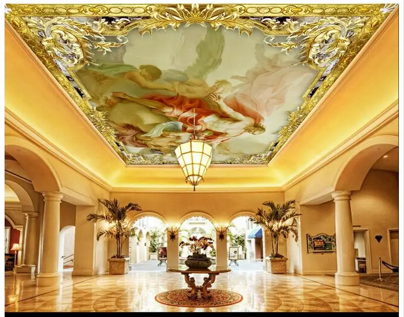 

Custom ceiling wallpaper 3d zenith mural HD European character painting oil painting zenith fresco room wallpaper
