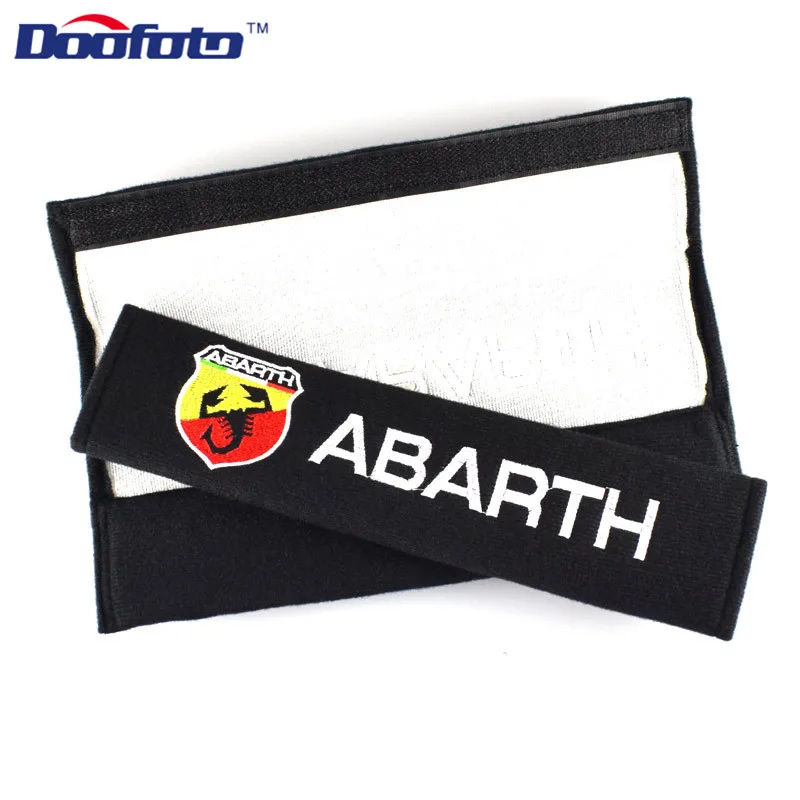 Doofoto Чистый хлопок логотип для ремня безопасности крышка подходит Fiat Punto Abarth 500 Stilo