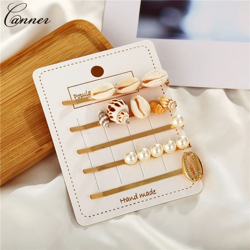 Заколки для волос в виде раковины из корейского жемчуга металлические заколки