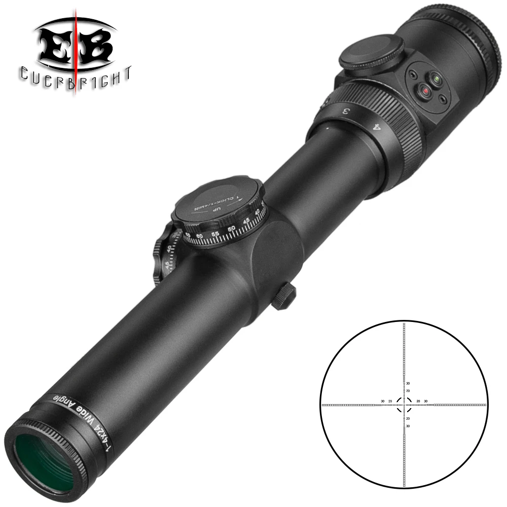 Buy 1 4x24 Wide Angle Hunting Riflescope Illuminated Red Green Dot Sight Button Edition Sniper Optical Scope Rifles Airguns