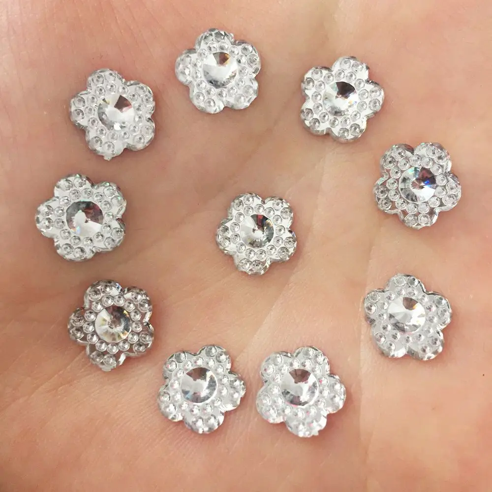 Новый DIY 80 шт прозрачный 10 мм выпуклый цветок из смолы Rhinestone Flatback скрапбук ремесло