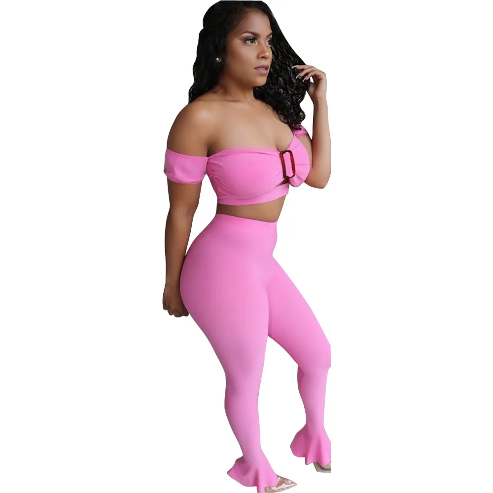 Женский костюм из 2 предметов с пряжкой и завязками открытыми плечами в полоску