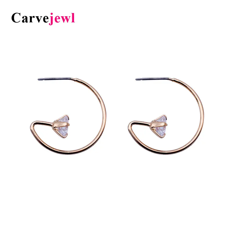 Carvejewl серьги-гвоздики с круглым кубическим цирконием позолоченные для женщин