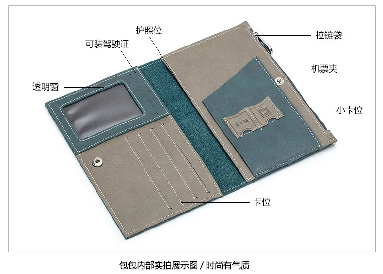 Дорожный держатель для карт, Обложка для паспорта, папка для паспорта, RFID, на молнии, многофункциональный, для мужчин, тонкий, большой емкости