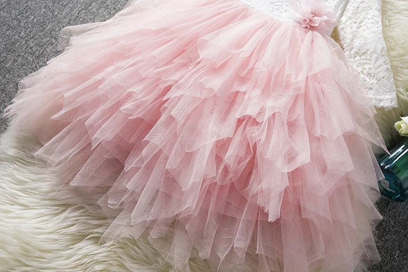 Summer Layered Long Sleeve Party Prom Costume Girl Pageant Dancing Frocks Children Graduation Clothes Infant Girls Ball Gowns | Детская