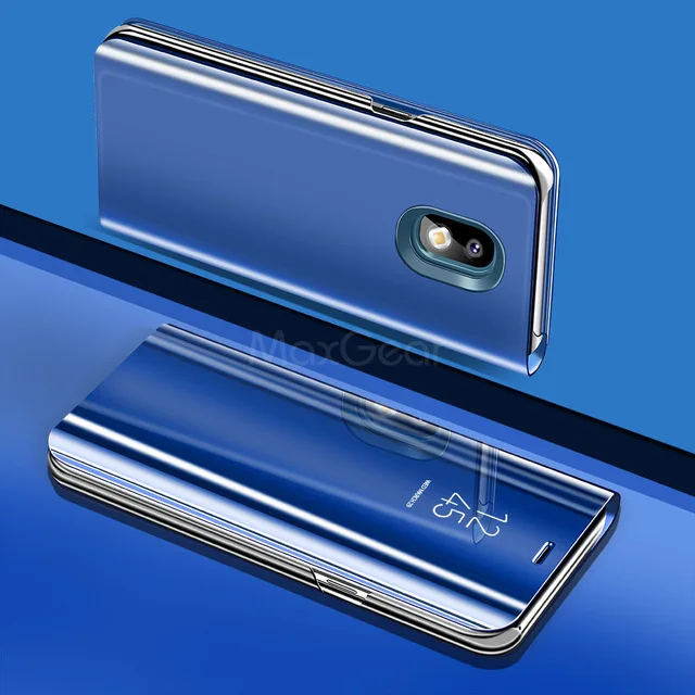 Синий Чехол для samsung Galaxy J7, роскошный зеркальный флип-чехол для смартфона samsung J7 SM-J730F J730, чехол s Coques 5,5" - Цвет: Синий