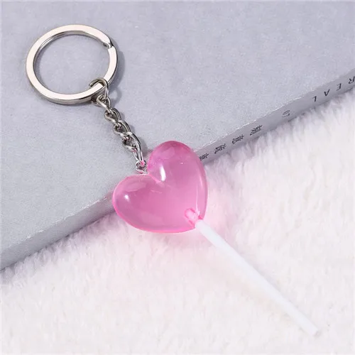 middle size hotpink 1 шт., брелок для женщин, подвески, сердце, леденец, плоская задняя сторона, резиновый блестящий кулон, аксессуар для ключей, сделай сам - Цвет: middle size hotpink