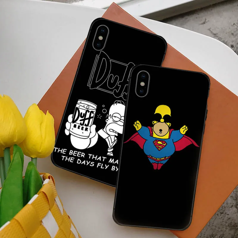 GYKZ смешной Homer J. Simpson Черный силиконовый чехол для телефона для iPhone 7 11 Pro XS MAX XR X 8 6 6s Plus 5 мультяшная Мягкая матовая задняя крышка