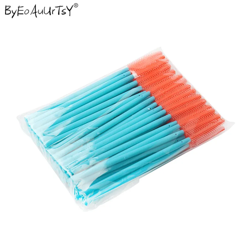 Blue Orange 200 шт Силиконовые кисти для наращивания ресниц для макияжа одноразовая тушь для ресниц палочки для наращивания ресниц - Handle Color: Blue Orange