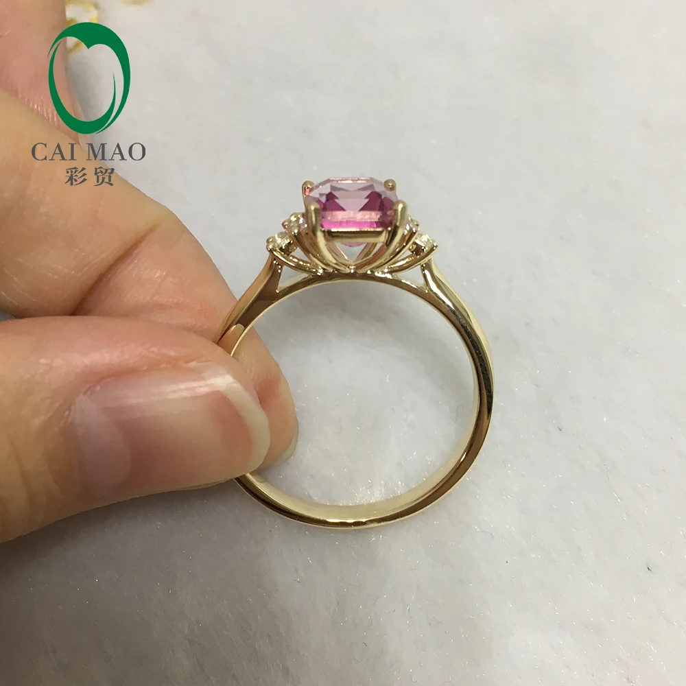 14 K белое золото 2.78ct Изумрудное кольцо розовый топаз помолвка с 0.28ct Белый сапфир кольцо