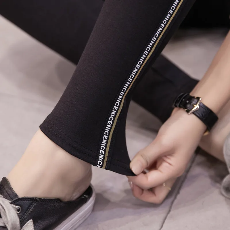 Леггинсы женские большого размера с надписью по бокам|Легинсы| |