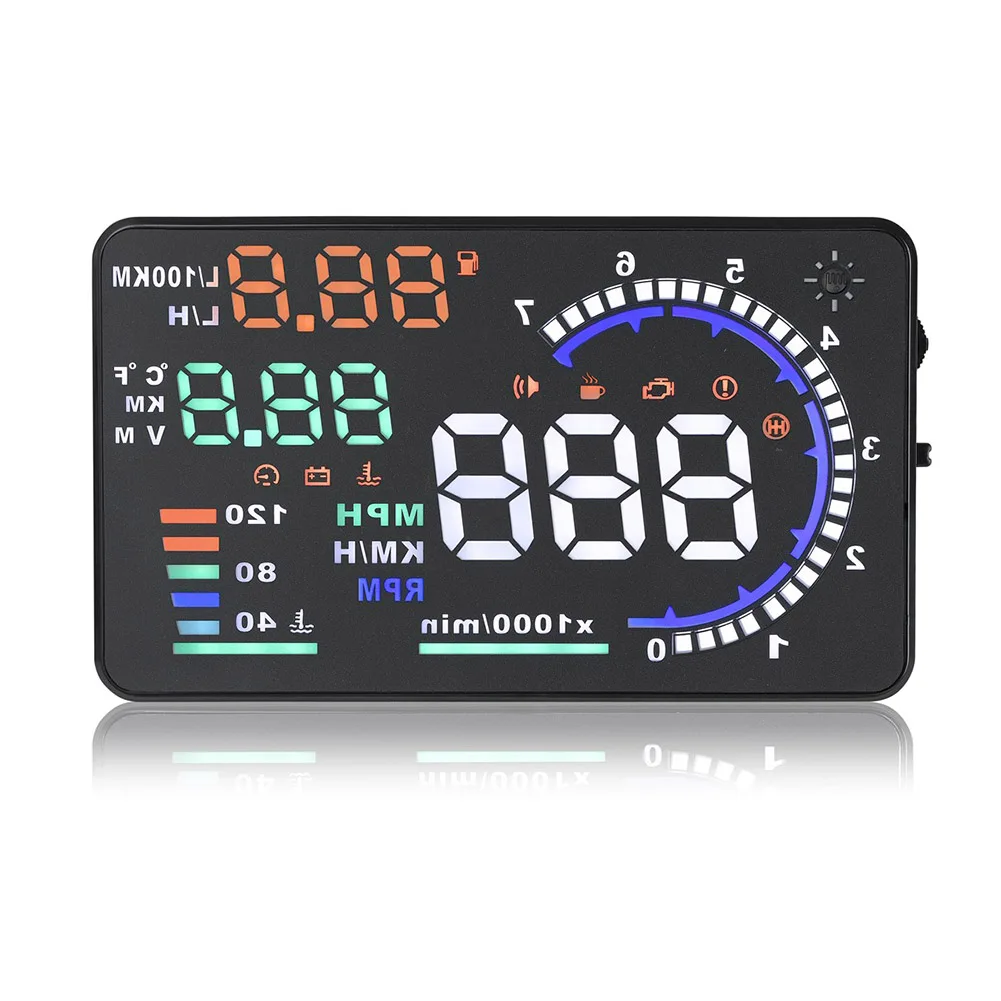 5 "Универсальный Автомобильный HUD проектор Head Up A8 дисплей OBD II 2 Предупреждение