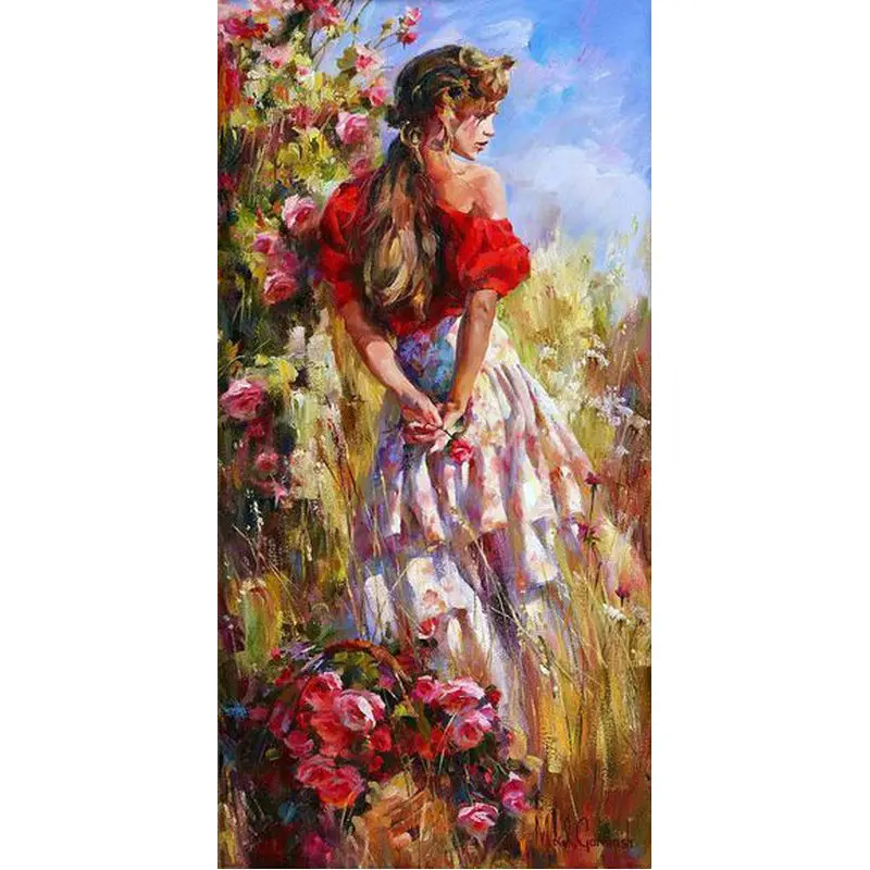 Алмазная 5d картина сделай сам вышивка крестиком полностью цветок женщина Стразы