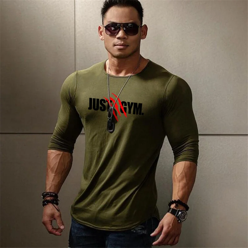 

Мужская спортивная футболка с длинным рукавом Muscleguys, осенняя футболка с круглым вырезом для бодибилдинга, брендовая одежда для фитнеса, обл...
