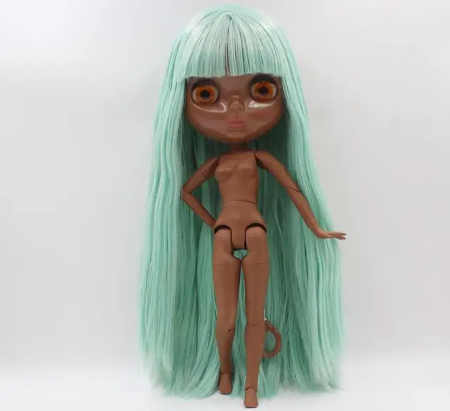 Кукла телесного цвета супер темная кожа зеленые длинные прямые волосы|Куклы| |