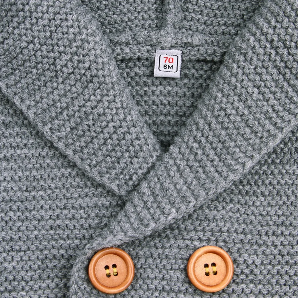 Вязаный кардиган с капюшоном для маленьких мальчиков зимняя хлопковая теплая