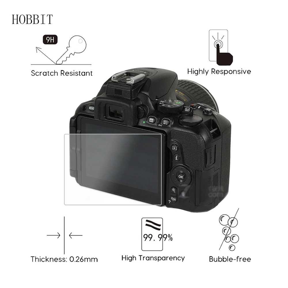 2 упаковки для Nikon D5600 0 3 мм 2.5D 9H прозрачное Закаленное стекло Защитная пленка