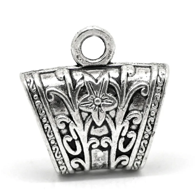 50 шт. резные бусины для шарфов 23 х23 мм|bail beads|silver tonebead bail |