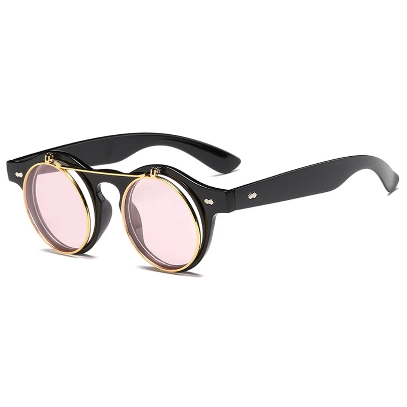 Steampunk Round Sunglasses Cover Clear Lens Sun Glasses Women Men Vintage Metal2018 New | Аксессуары для одежды