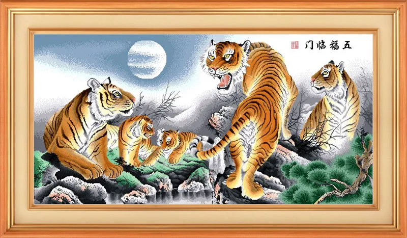 QIANZEHUI. Рукоделие, сделай сам, печать тигра, вышивка крестиком, Серия животных, наборы для вышивания крестиком, Настенный декор